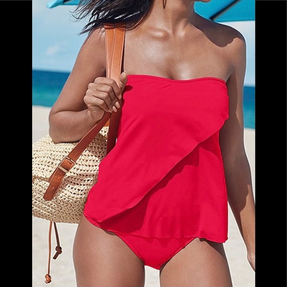 Light in the Box Other - NWT - Light in the Box RED Bandeau Tankini Swimsuit